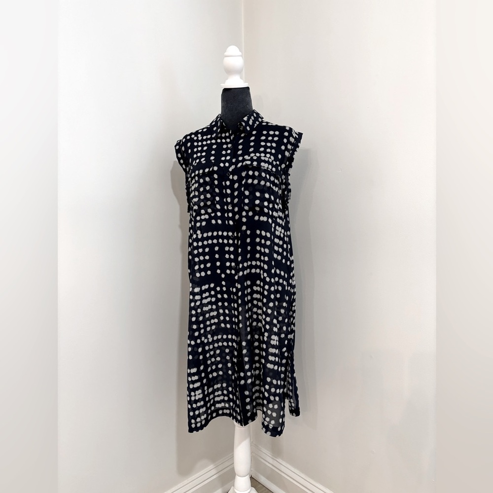 Free People Blue & White Tunic/Dress With Built In Lace Undergarment Size M